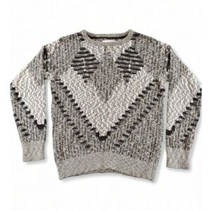Your Neighbors Geometric Knit Sweater Pullover Crew Neck Cotton Wool Blend S